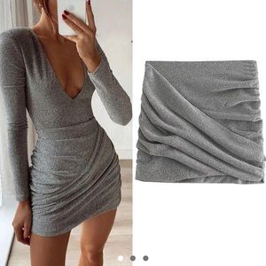 Zara party silver mini skirt